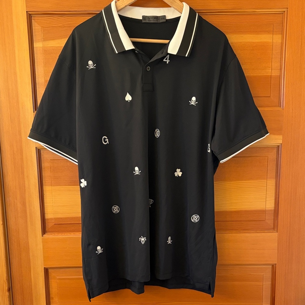 G/FORE Black Polo with White Motifs